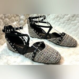 Kenneth Cole Tweed Mason Ballet Flats ankle strap women’s size 5.5M
